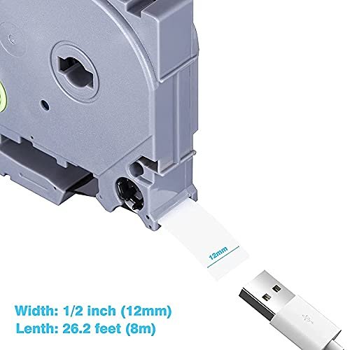 Limitless Label Maker Tape Compatible Tape Replacement for Brother P-Touch TZe-131 TZ-131 Label Tape 12mm 0.47 Inch, Black on Clear for P-Touch PT-D210 PT-H110 PT-D400 (Black on White, 12-Pack)