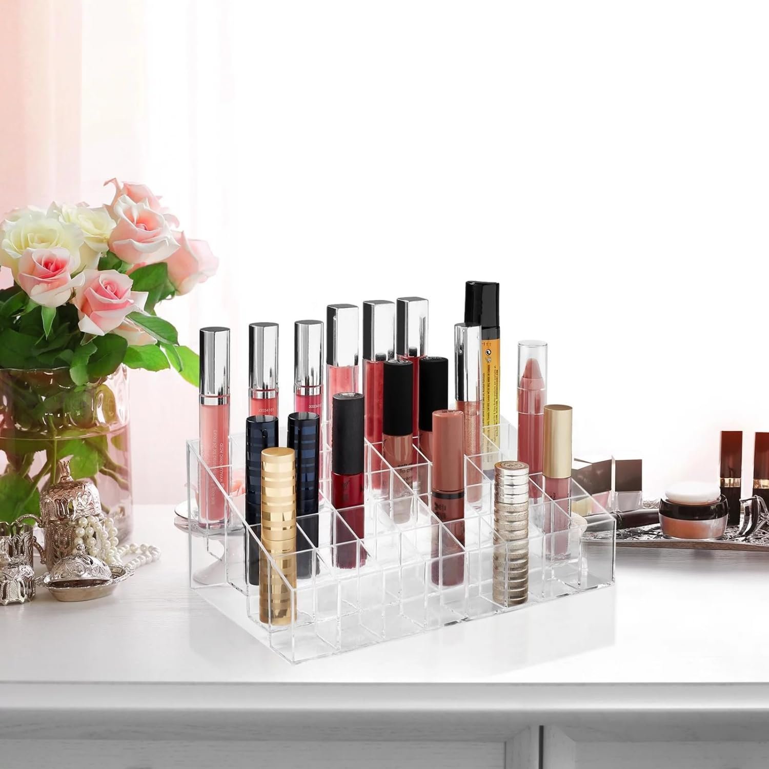 Limitless Makeup Organiser Storage Nail Polish Holder Lipstick Cosmetic Storage Box Stand Acrylic Display Lipliner Mascara Eyeliner Essential Oil Vanity Organiser