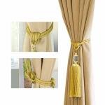 Limitless Window Curtain Tie Back with Glass Ball and Tasse For Drapes Crystal Decorative Curtain Holdbacks Holder, Curtain Ties for Home Office Decorative, Gold