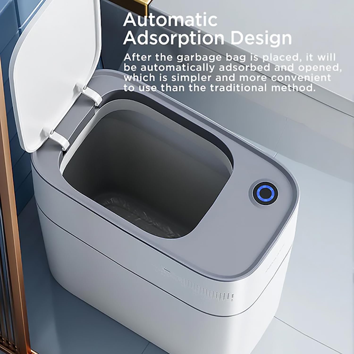 Limitless Bathroom Trash Can Smart Touchless Motion Sensor Adsorption, Automatic Garbage Can, Plastic Trash Bin, 14 L for Living Room, Bedroom, Office, Kitchen