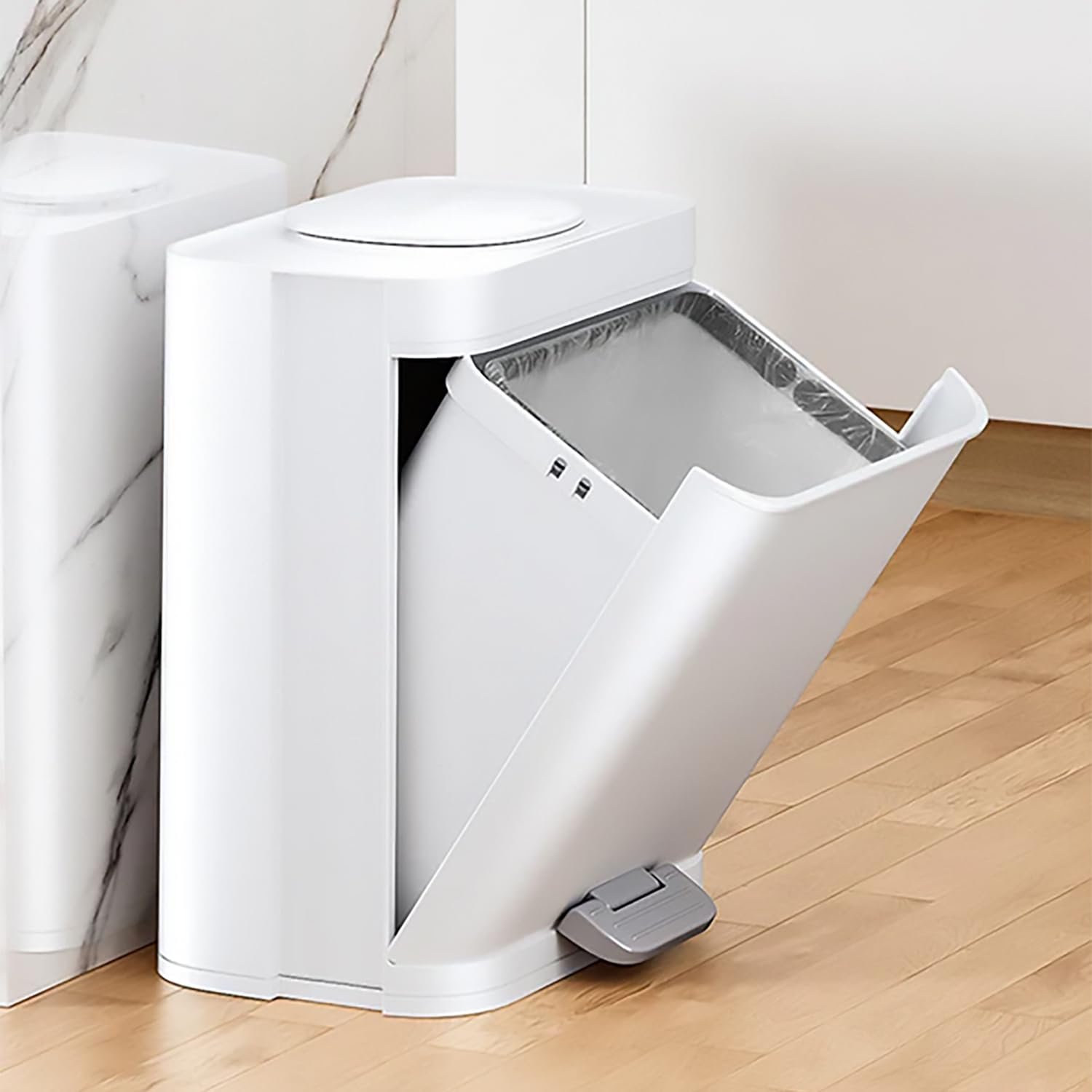 Limitless Trash Can with Small Lid 4.2 Gal Step and Hand Free Foot Pedal, Side Opening Storage, Small Top Opening, Thickened Material, For office Home garbage 12 Liter