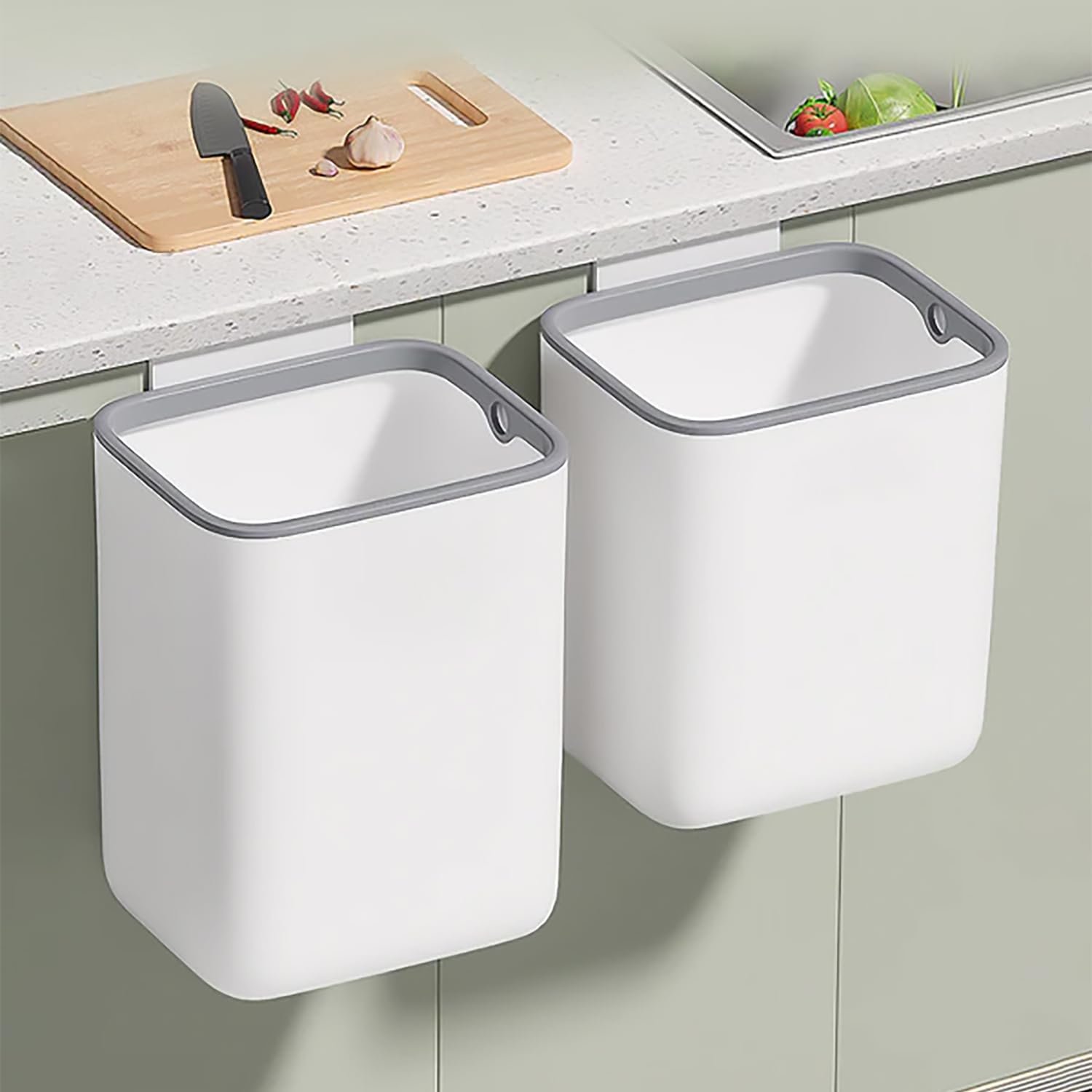 Limitless 3 Gallon Capacity Hanging Kitchen Trash Can Z85 Kitchen Compost Bin for Counter Top or Under Sink, Hanging Small Trash Can