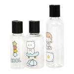Limitless 3PC Cartoon Sticker Spray Bottle, Perfect for Home, Garden, & Salon Use, Plastic Bottles with Lids Fine Mist Plastic Mini Travel Bottle Perfect for Cosmetics (TRANSPARENT-WHITE LID)