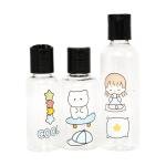 Limitless 3PC Cartoon Sticker Spray Bottle, Perfect for Home, Garden, & Salon Use, Plastic Bottles with Lids Fine Mist Plastic Mini Travel Bottle Perfect for Cosmetics (TRANSPARENT-WHITE LID)