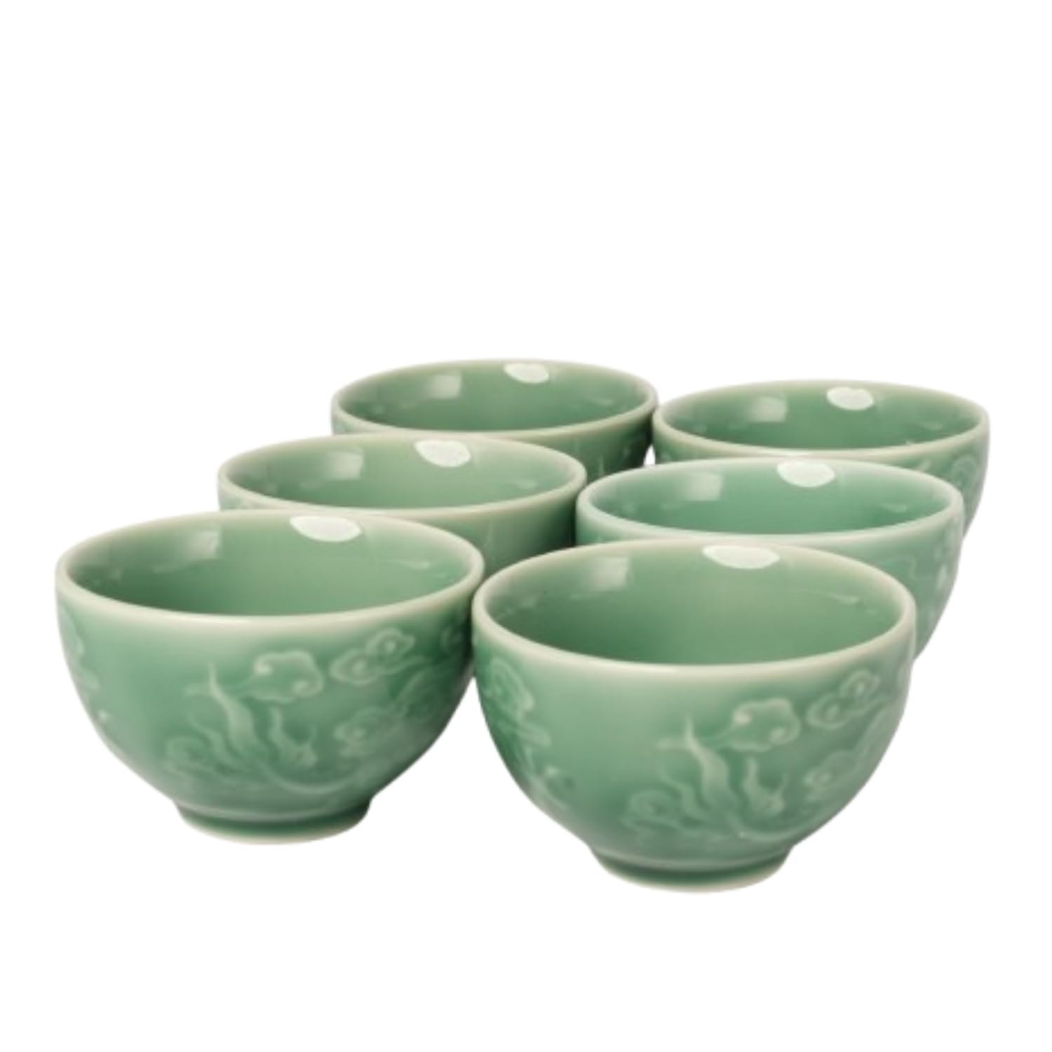 Limitless Embossed Dragon Cyan Cup, Dragon And Tea Cup, Office Teacup, Office Drink Cup Drink Ware Ceramic Home Fu Water Mug, Green