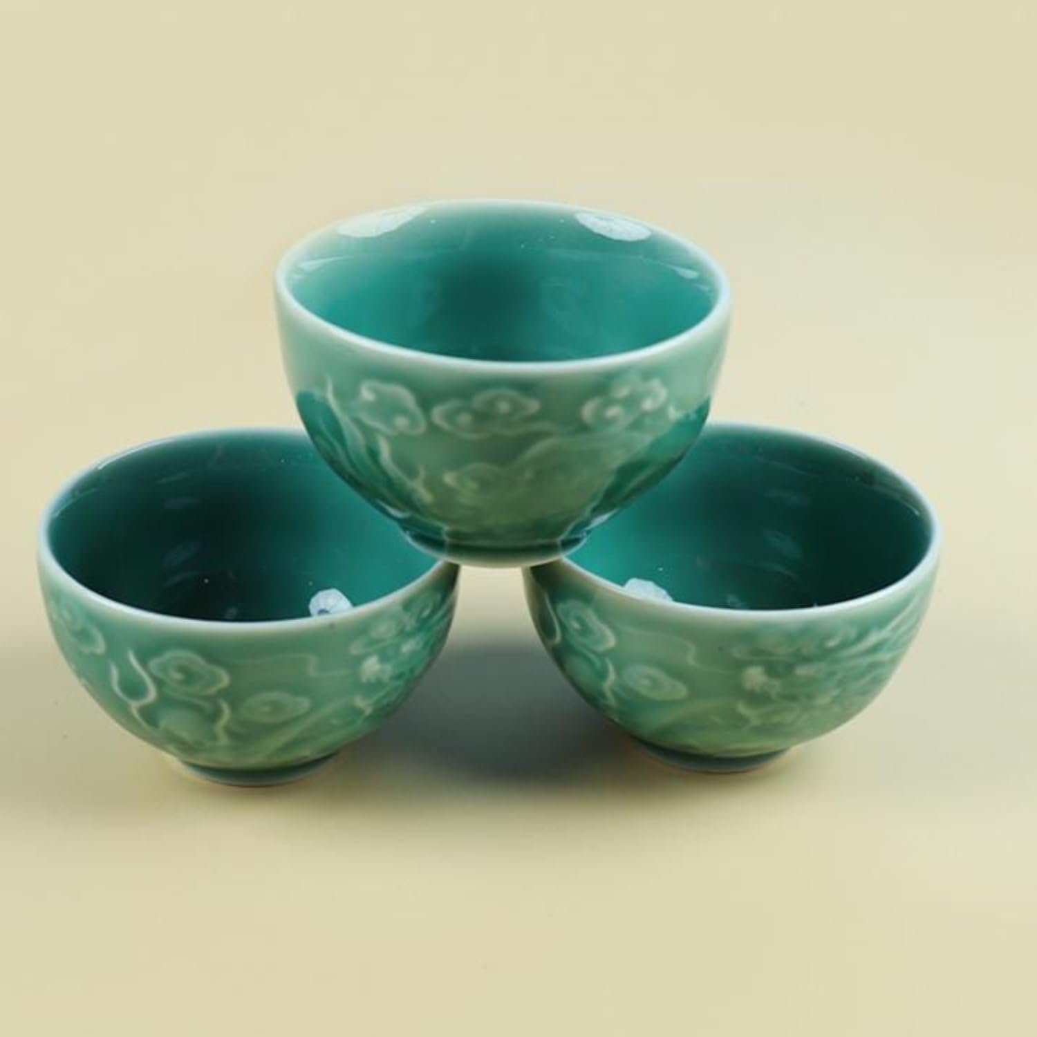 Limitless Embossed Dragon Cyan Cup, Dragon And Tea Cup, Office Teacup, Office Drink Cup Drink Ware Ceramic Home Fu Water Mug, Green