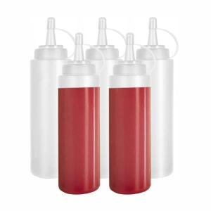 White Squeeze Condiment Bottles with Cap Lids for Sauce, BBQ, Oil, 200ml (2 Pack)