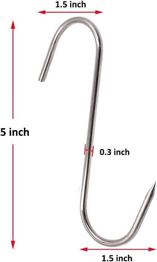 Limitless Stainless Steel Pointed S Hook Clothes Bags Towels Plants Hanging Rack Multi-function Kitchen Bedroom Railing S Hanger Hook, 10 Pieces (Pointed S Hook)