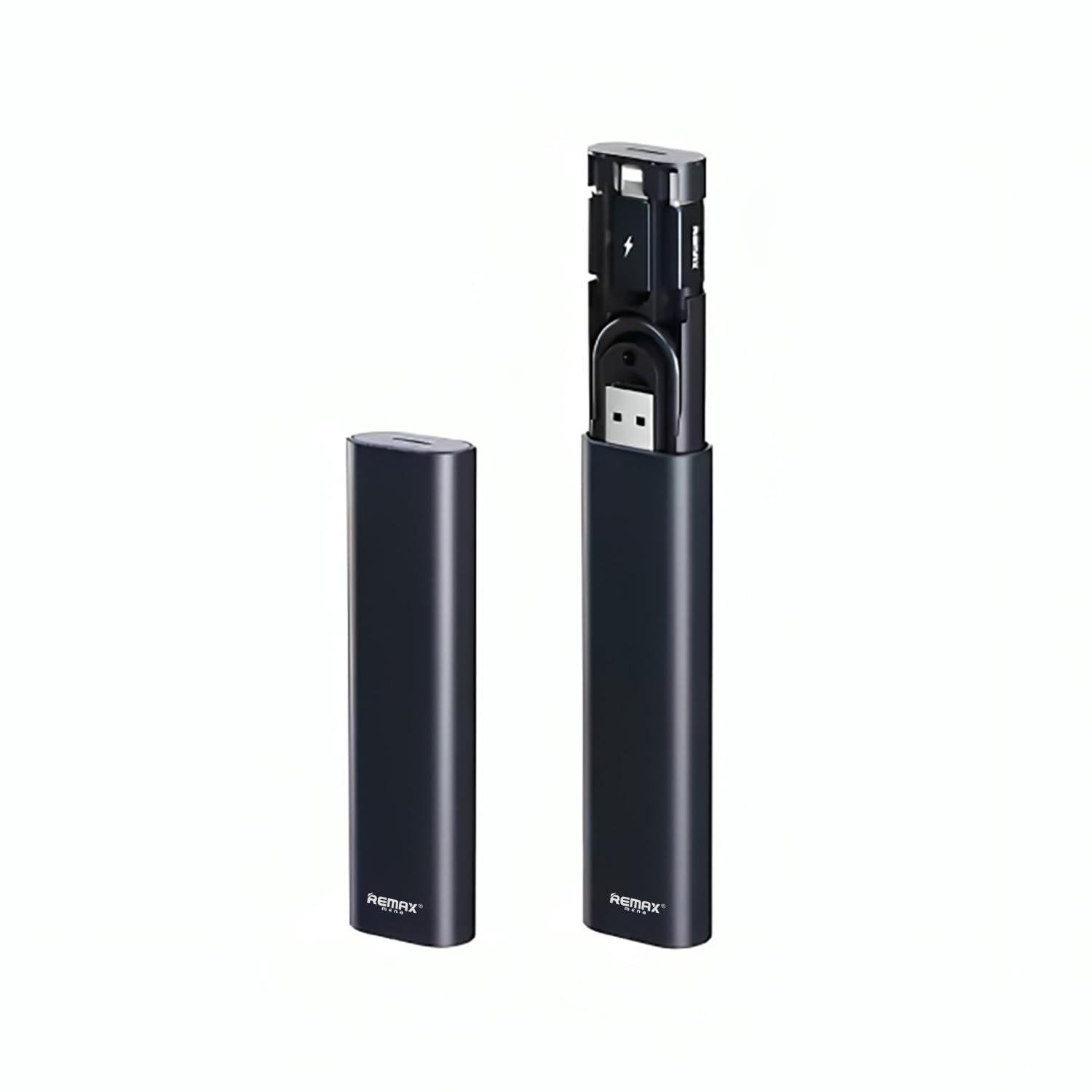 Remax Mena 60W Multi-Function Allin1 Hidden Fast Charging Cable Set With Box For (USB TO TYPE C/USB TO IPH/TYPE C TO TYPE C/TYPE C TO IPH/TYPE C TO MICRO) 3A MAX (Black)