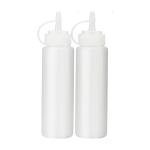 White Squeeze Condiment Bottles with Cap Lids for Sauce, BBQ, Oil, 200ml (2 Pack) ups