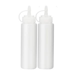 White Squeeze Condiment Bottles with Cap Lids for Sauce, BBQ, Oil, 200ml (2 Pack) ups