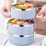 Limitless 4 Stackable Lunch Box, Portable Stainless Steel Bento Box Food Storage Portable Thermal Cylinder With Silicone Sealing Ring Design, for Workers, Picnic, School, Office (Beige)