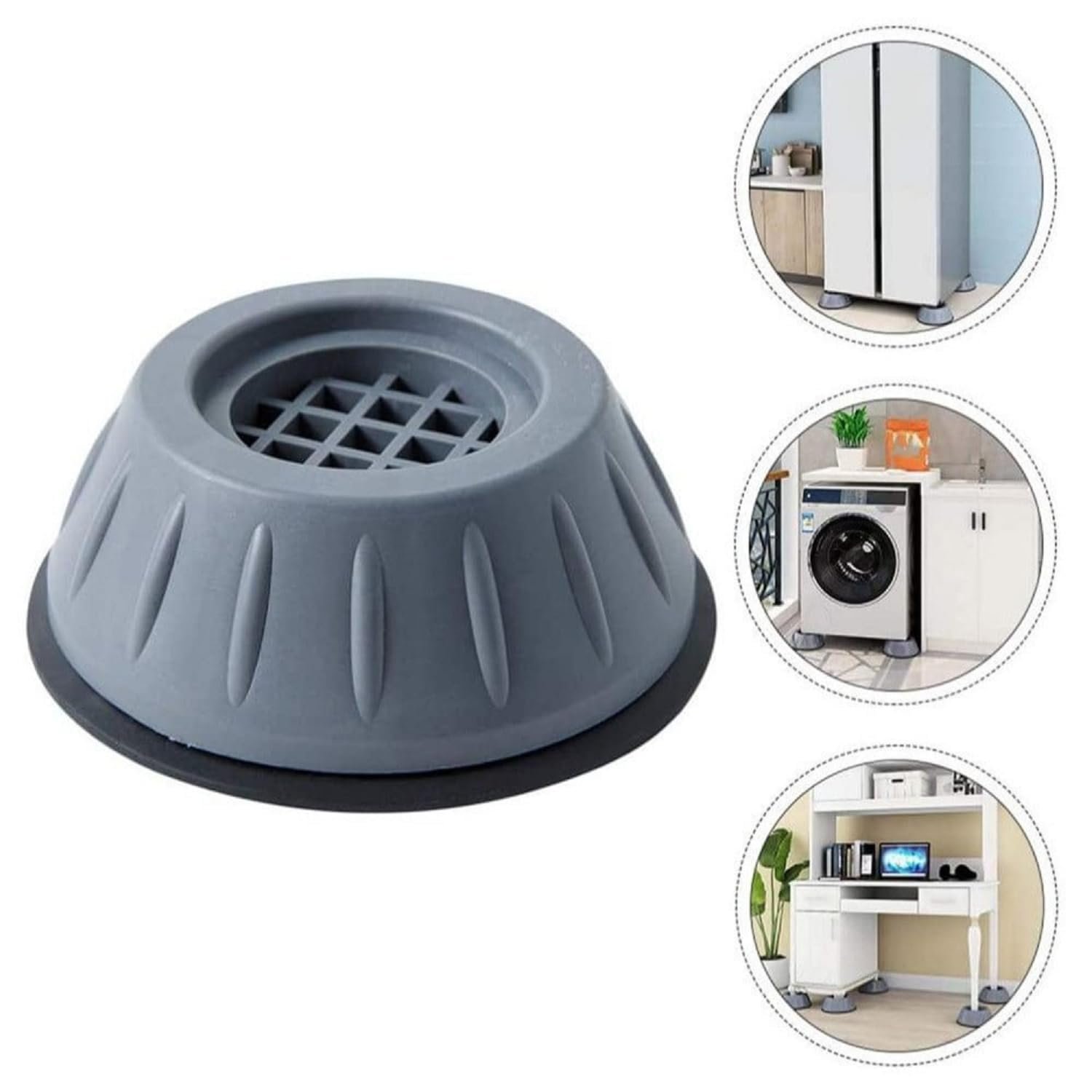 Limitless 4Pcs Shock Absorbing Washing Machine Pads, Anti Vibration, Noise Reducing Support Anti Shock and Anti Slip Rubber Washing Machine Feet Pads Anti Walk Dryer Washer Vibration Pads, Grey