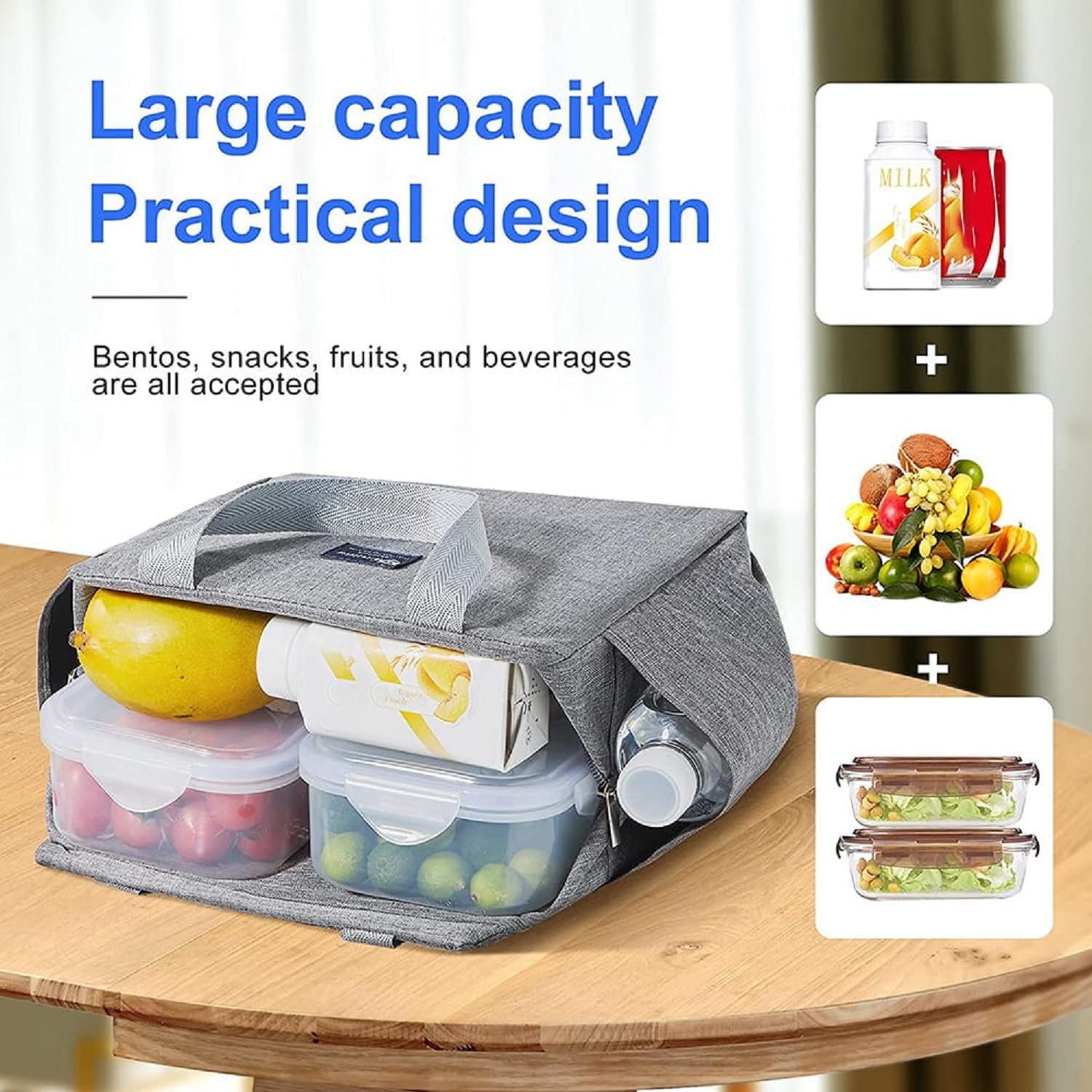 Limitless Lunch Bag Tote Cooler Insulated Lunch Box for Women and Men Leakproof Reusable, Stylish Large Capacity Insulated Lunch Tote Reusable, Waterproof, and Perfect for Work or Picnics (Black)