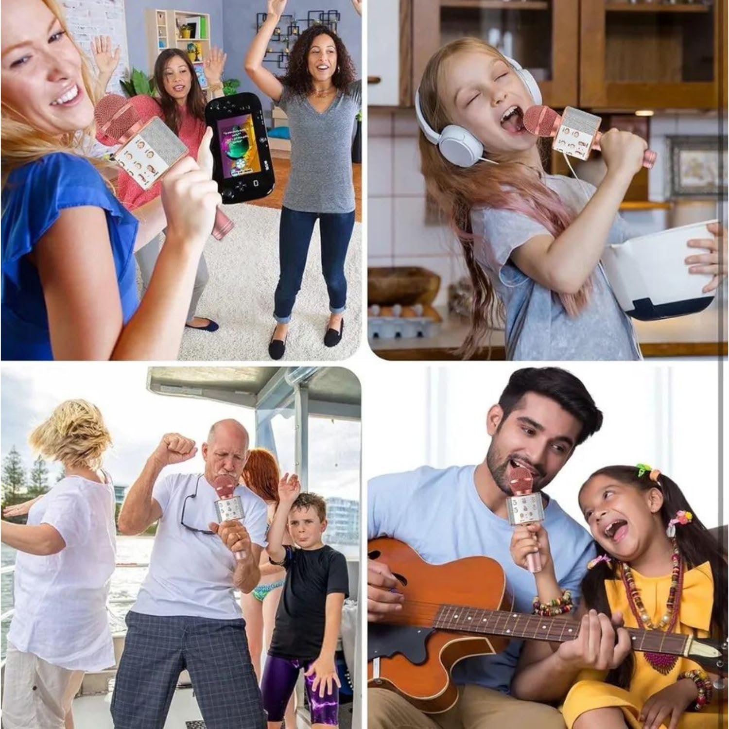 Limitless Karaoke Wireless Microphone for Kids Toddler Microphone Mic Speaker Machine for Kids Party with LED Lights, Magic Sounds, Vocal Remover Compatible with iPhone, Android, iPad, PC (Silver)