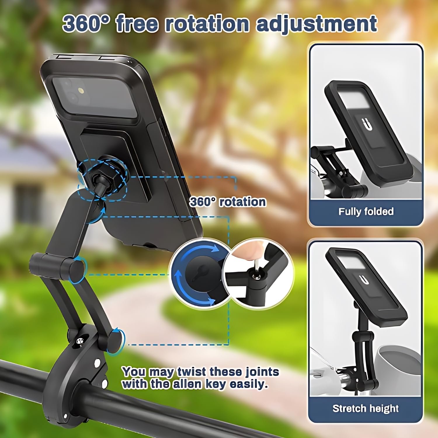 Limitless Upgraded Bike Phone Mount 360° Rotatable Universal Bicycle Motorcycle Scooter Bike Phone Holder Mount, Phone Clip Holder for Any Smartphones