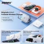 Remax Mena 22.5W Magnetic 4-in-1 Foldable Wireless Charger with Night Light, 15W for Phones, 5W for Earbuds, 2.5W for Watch, Material ABS + PC, Transmitting Distance 3-8mm,109.5g