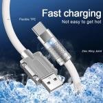 Remax Mena 66W Data Cable (A-C) Flash Charging with Light, Elastic Rubber Maerial, All-Compatible Upgraded Zinc Alloy Braided, Bending Resistant, Thickened Core, Anti Broken, Long Battery Life