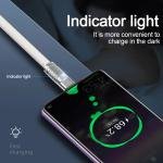 Remax Mena 66W Data Cable (A-C) Flash Charging with Light, Elastic Rubber Maerial, All-Compatible Upgraded Zinc Alloy Braided, Bending Resistant, Thickened Core, Anti Broken, Long Battery Life