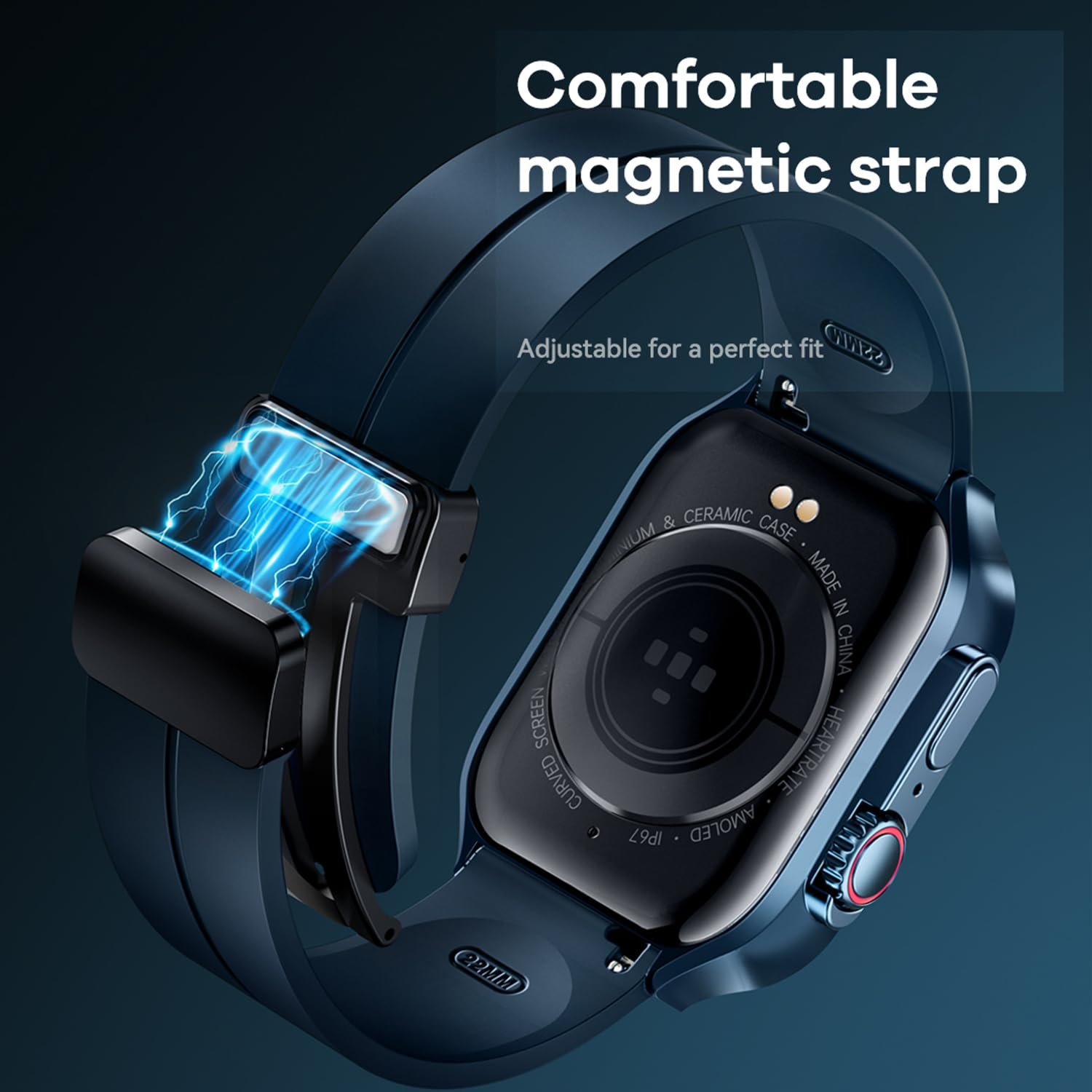 Remax Mena Smart Watch for Men with Bluetooth Call Fitness Watch with Blood Pressure SpO2 Heart Rate Monitor Sports Watch, Blue