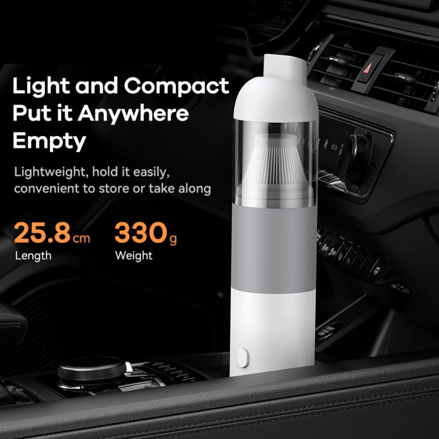Remax Mena Car Vacuum Cleaner 2 In 1 Portable + Air Duster, USB Type-C Rechargeable, Charging Time 3H, 4000pa Strong Suction, Battery 3000mAh, 130ml Dust bin, 330g