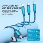 Remax Mena 100W Data Cable Aluminum 3-in-2 Fast Charging and Stable, Anti-Bending, 20W/C-C, 18W/C-IPH, 10W/USB-M, Data Transmission 480Mbps, Weight 69g, Cable length 1000mm