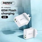 Remax Mena 65W Fast Charger (A+C), 65W USB C 18W USB A, Port A and Port C Support Simultaneous Fast Charging, Security Chip, Intelligent Adjustment, Small Size Quick Speed,111g