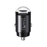 Remax Mena Car Charger Fast Charging 30W PD+QC Multi-Compatible USB to Type C, Car Charger Super Mini Handle Ring, for iPhone 12 13 Pro Xiaomi Huawei Samsung, Black
