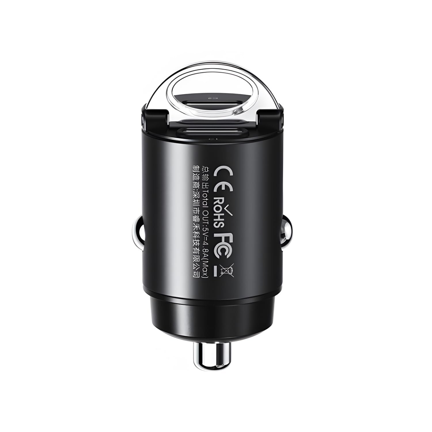 Remax Mena Car Charger Fast Charging 30W PD+QC Multi-Compatible USB to Type C, Car Charger Super Mini Handle Ring, for iPhone 12 13 Pro Xiaomi Huawei Samsung, Black
