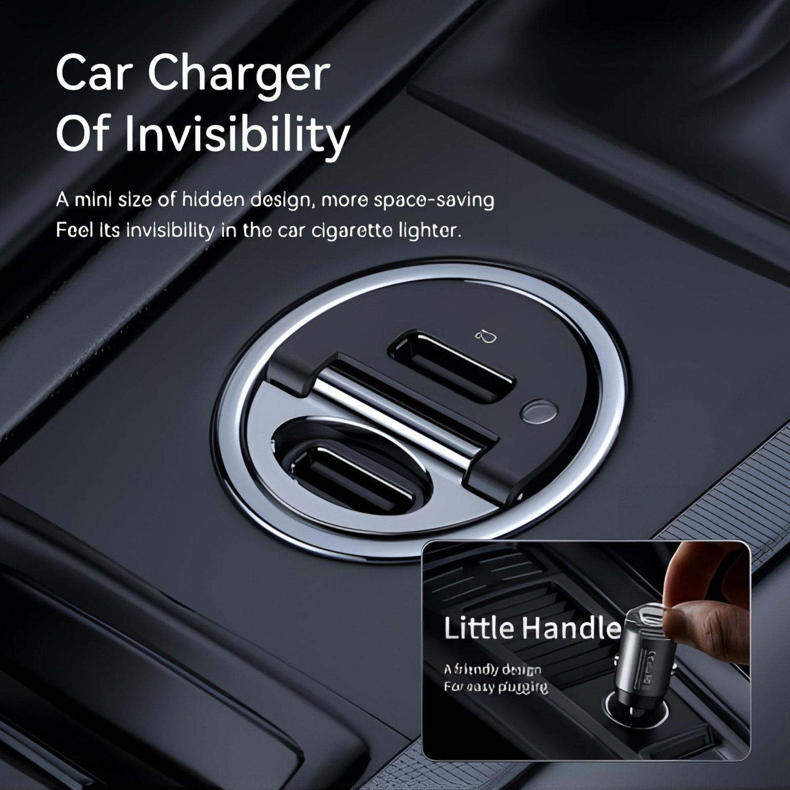 Remax Mena Car Charger Fast Charging 30W PD+QC Multi-Compatible USB to Type C, Car Charger Super Mini Handle Ring, for iPhone 12 13 Pro Xiaomi Huawei Samsung, Black