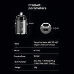 Remax Mena Car Charger Fast Charging 30W PD+QC Multi-Compatible USB to Type C, Car Charger Super Mini Handle Ring, for iPhone 12 13 Pro Xiaomi Huawei Samsung, Black