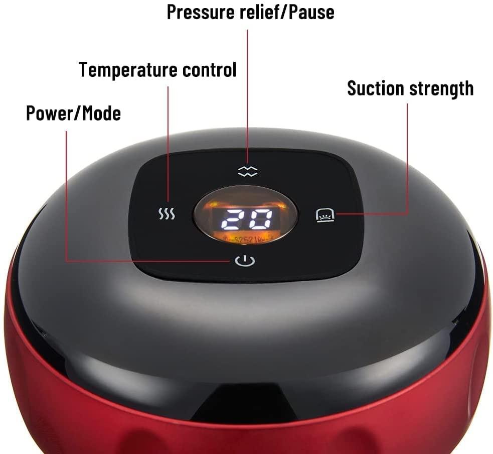Electronic Cupping Therapy, Rechargeable Adjustable Handheld Cupping Therapy Massager with Red Light Therapy/12 Gears, Powerful Cupping Machine Massager for Back Body