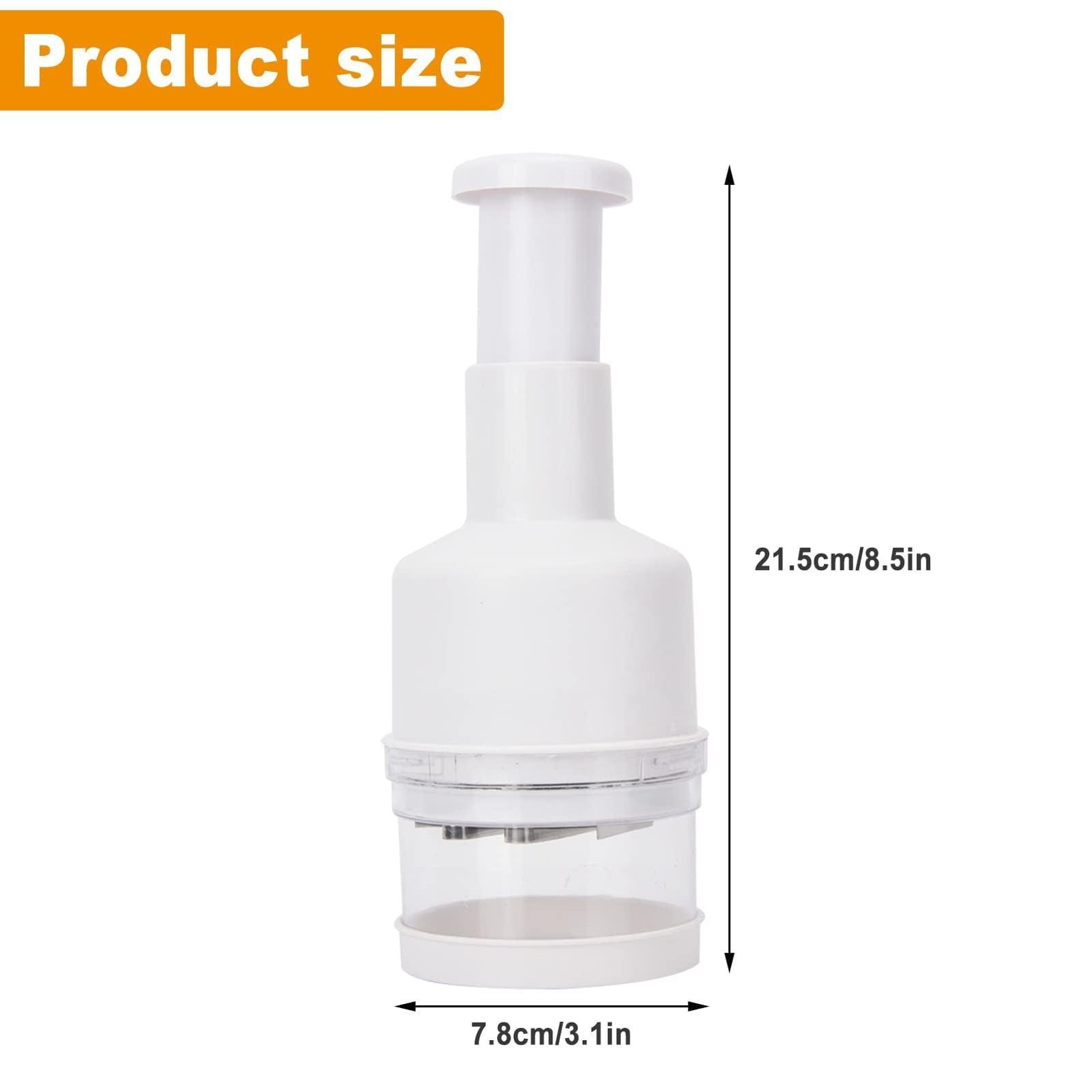 Food Chopper, Manual Vegetable Chopper, Fruit Chopper, Garlic Chopper, Hand Press Chopper for Onion, Garlic, Nut, Manual Food Chopper for Kitchen, Dishwasher Safe (White)