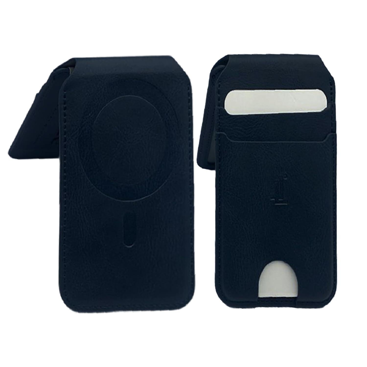 Wallet for iPhone, 4-Slot Leather Card Holder, Adjustable Stand, Detachable | Black