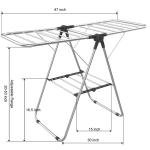 Limitless Clothes Drying Rack, Stainless Steel Gullwing Space-Saving Laundry Rack, Foldable for Easy Storage, for Bed Linen, Clothing, Socks, Scarves, Black