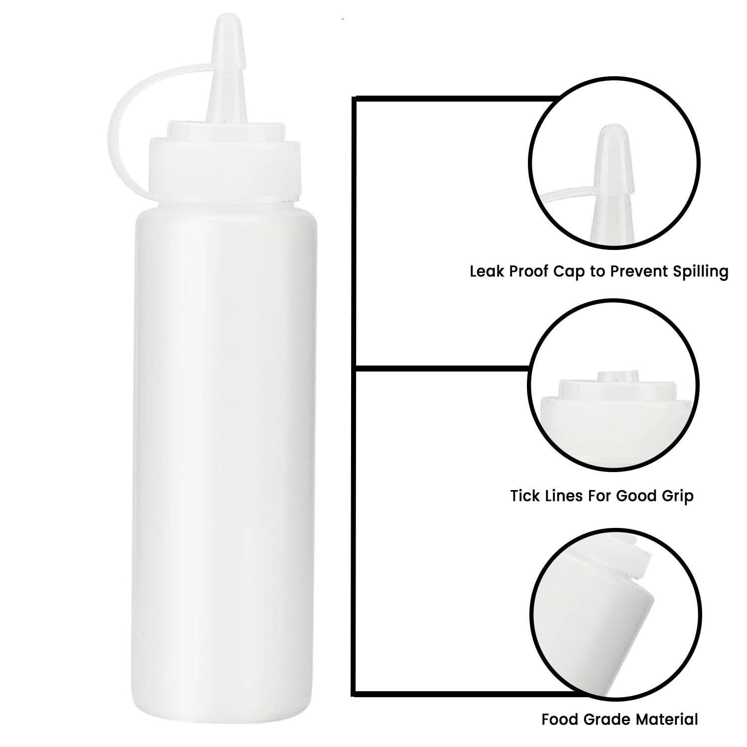 White Squeeze Condiment Bottles with Cap Lids for Sauce, BBQ, Oil, 200ml (2 Pack) ups