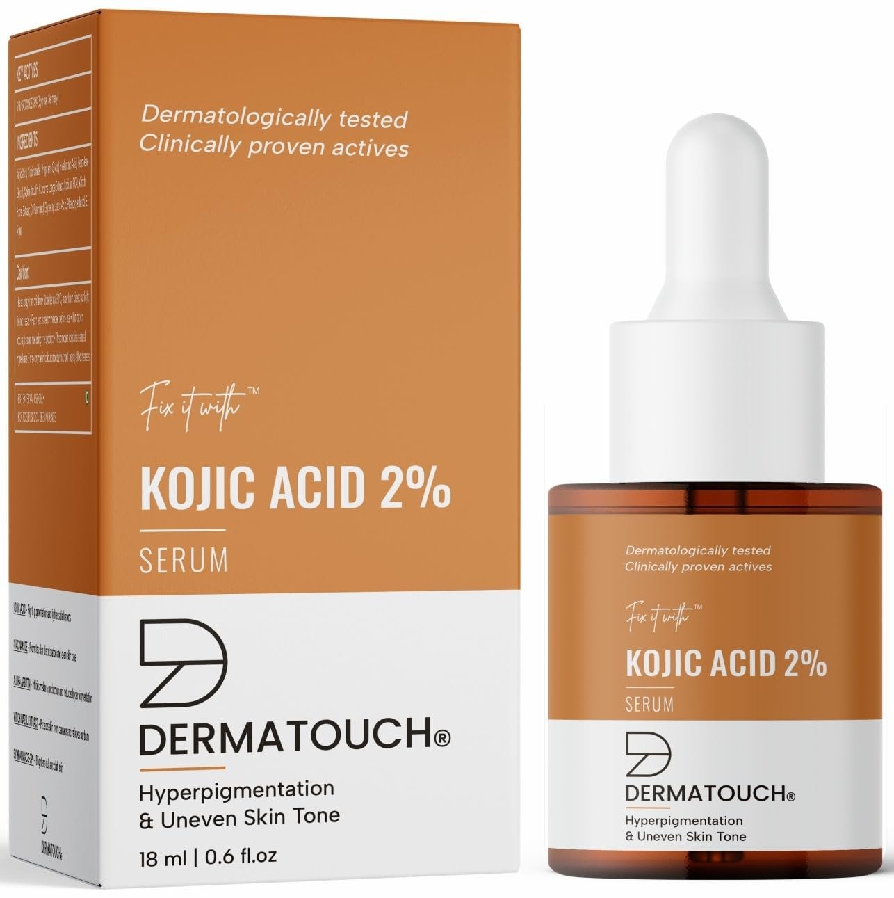 DERMATOUCH Kojic Acid 2% Serum | Best For Hyperpigmentation & Uneven Skin Tone | For Both Men & Women | 18.00 ml (Pack of 1)