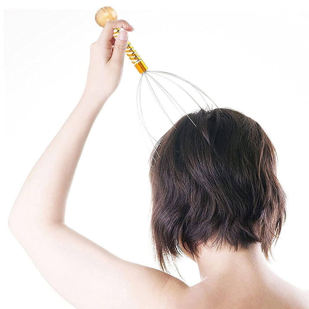 Limitless Head Scalp Massagers, 12 Fingers Head Massage Hand-held, Head Massager Scalp Scratcher for Deep Relaxation, Stress Relief and Hair Stimulation SS handle 2 Pack