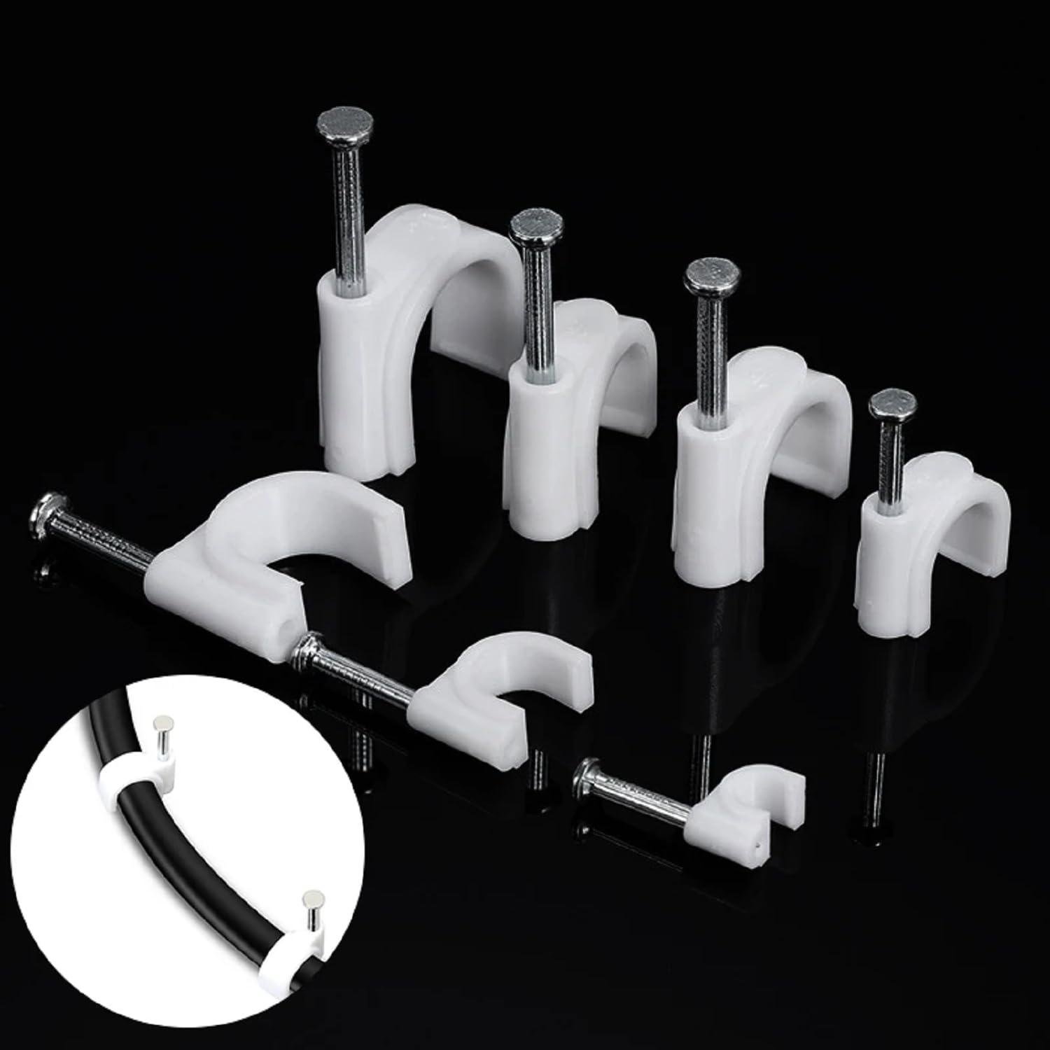 Limitless Cable Clips with Steel Nails 12PCS White Half Clamp J-Hook with Nail, for Wire Ethernet Cable, Telephone Cable, Home Desk TV Wire, Computer, Printer Cable