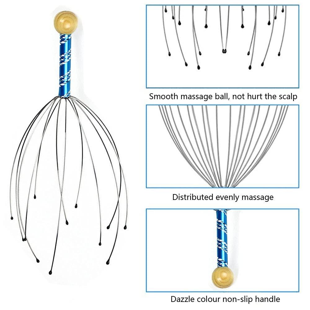 Limitless Head Scalp Massagers, 12 Fingers Head Massage Hand-held, Head Massager Scalp Scratcher for Deep Relaxation, Stress Relief and Hair Stimulation SS handle 2 Pack
