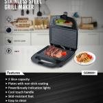 Limitless Portable Powerful 700W 2 Slice Grill Maker with Non-Stick Plates GGM6001| | Easy to Clean | Practical Cable Winding | Lid Locking for Space-Saving Vertical Storage