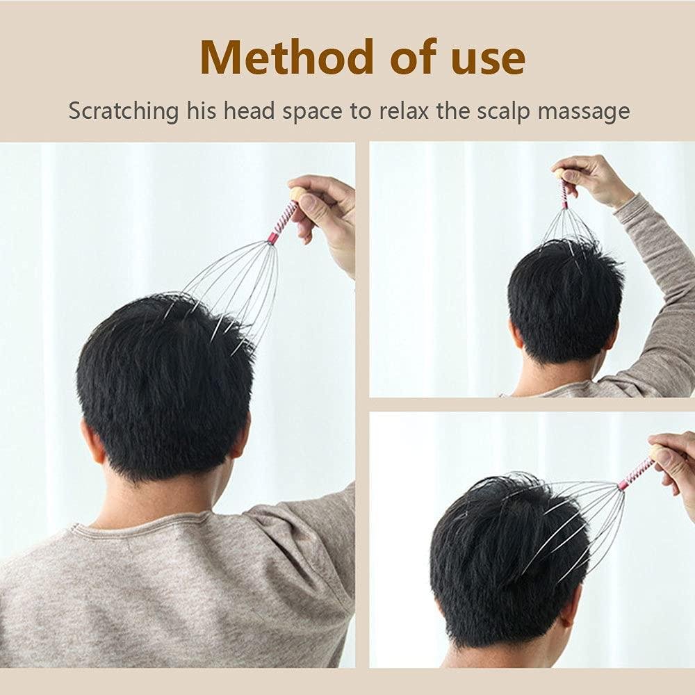 Limitless Head Scalp Massagers, 12 Fingers Head Massage Hand-held, Head Massager Scalp Scratcher for Deep Relaxation, Stress Relief and Hair Stimulation SS handle 2 Pack
