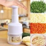 Food Chopper, Manual Vegetable Chopper, Fruit Chopper, Garlic Chopper, Hand Press Chopper for Onion, Garlic, Nut, Manual Food Chopper for Kitchen, Dishwasher Safe (White)