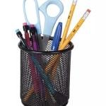 Limitless Metal Mesh Pencil Holder Round Pen Cups For Desk Organizer Classroom Organization Pencil Holders Wire Makeup Brush Holders For Desk Office (Black, 2PC - Round)