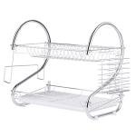 Limitless 2 Tier Stainless Steel Dish Rack Metal Dish Drainer with Removable Drain Board with Utensil Holder Cup Holder Dish Drainer for Kitchen Counter Top