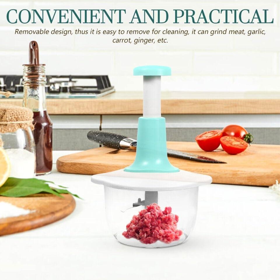 Kitchen hand press manual vegetable chopper Mixer Cutter for Onion, Salad, Tomato, Garlic, Large Vegetable & Fruit Chopper Handheld Food Chopper and Blender Green, TJ331