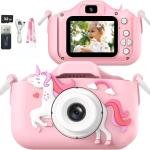 ZONEY Kids Camera Toys for 3-12 Years Old Girls Children Digital Video Camera with Cute Silicone Cover Portable Child Unicorn Toy Christmas Birthday Gifts for Toddler Age 3 4 5 6 7 8 9 (Pink)