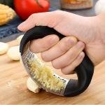 Limitless Garlic Press Stainless Steel Crusher and Rocker Plastic Portable Ginger Mincer Squeezer Chopper with Handle Manual Garlic Presser Curved Grinding Slicer Cooking Gadgets Tool for Kitchen
