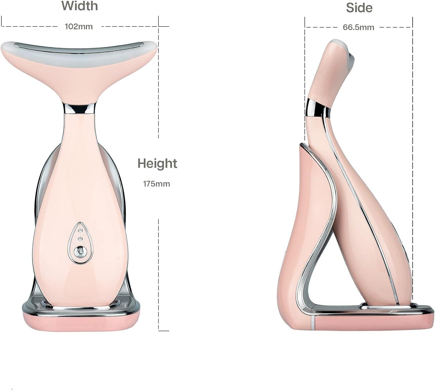 Neck Face Massager, Face Sculpting tool, Skin Rejuvenation Device with Thermal, Triple Action LED and Vibration, for Anti-aging, Lifting and Tightening Sagging Skin (Pink)