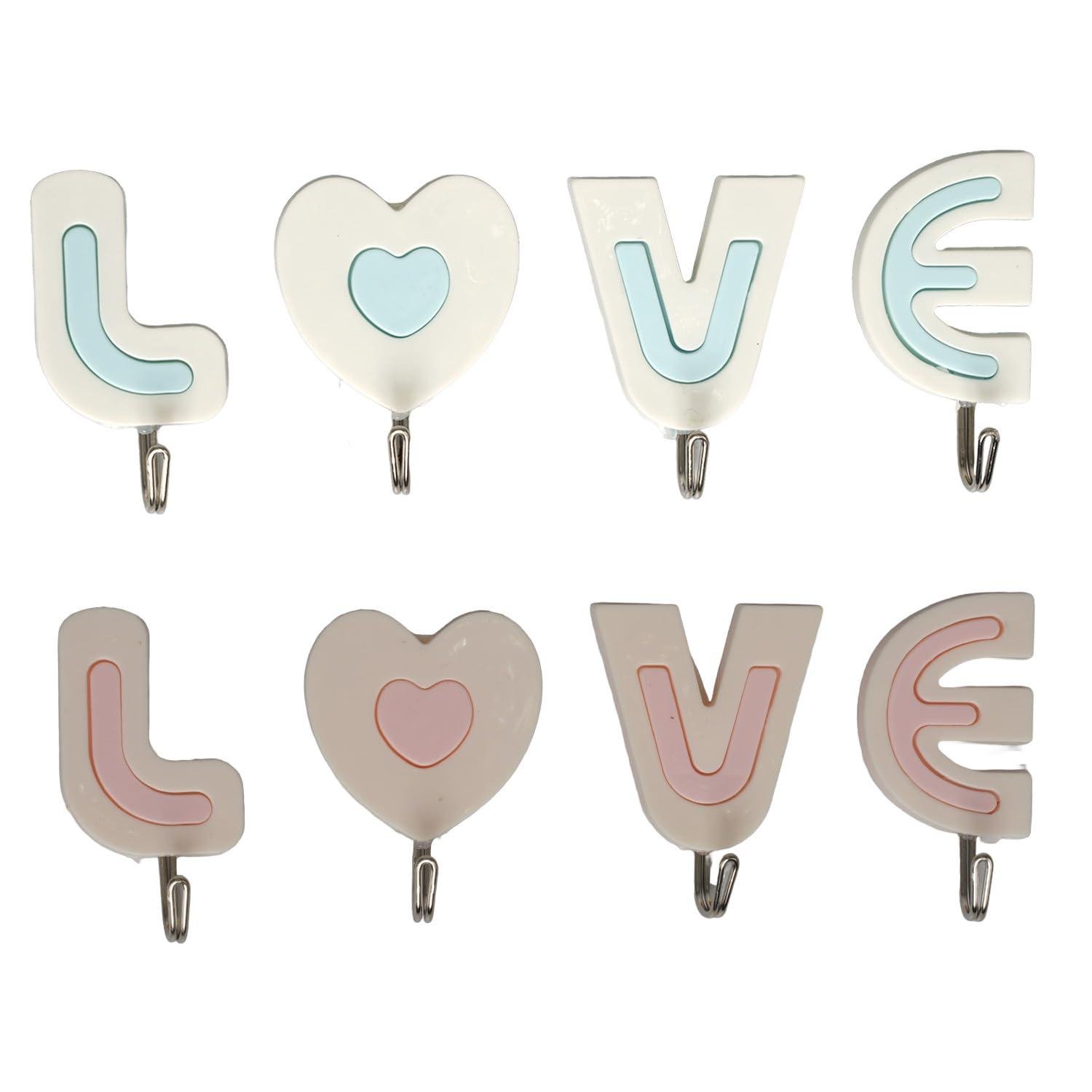 Limitless Adhesive Hooks Heavy Duty Wall Hooks Adhesive Nail Free Utility Hooks, Stick On Hook For Hanging Towel Cloth, For Kitchen, Closet, Cabinet, Toilet, Ceiling (Love Hook-BLUE & WHITE)